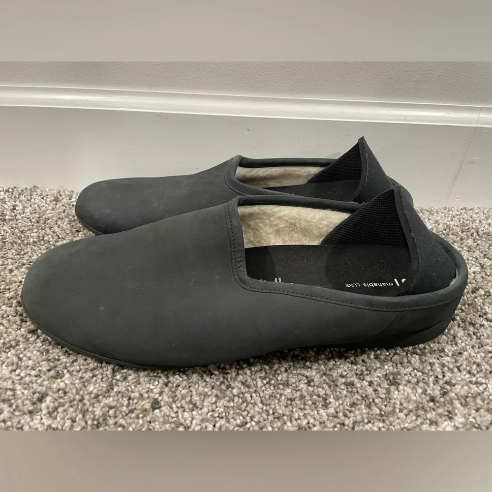 Mahabis Luxe men's black leather slippers, size 43 EU / 10 US - Picture 4 of 11